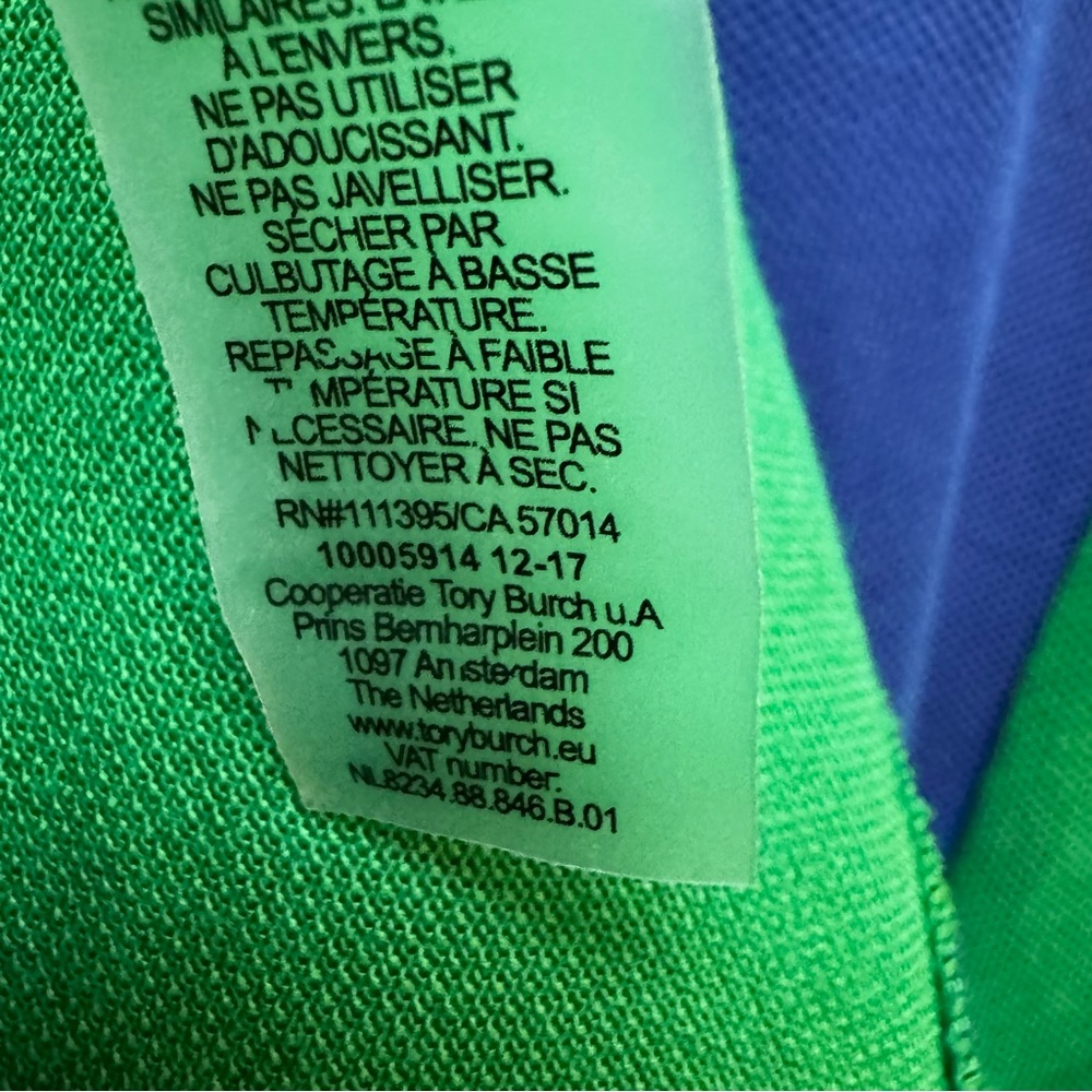 Tory Burch Sport Colorblock Pique Polo Dress Green Blue - Picture 6 of 7